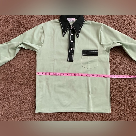 Genuine Vintage 1970’s Green Dagger Collar Long Sleeved Shirt; Mod, Men’s/Unisex - Picture 7 of 10